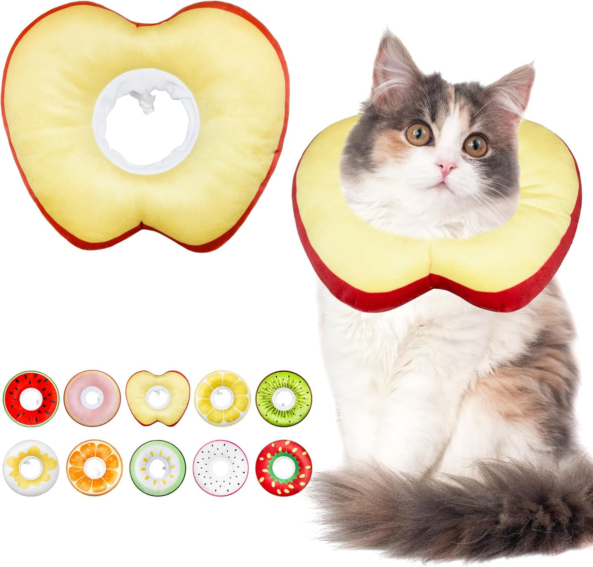Cat Cone Collar Soft, Adjustable Cat Recovery Cone (Apple, L)