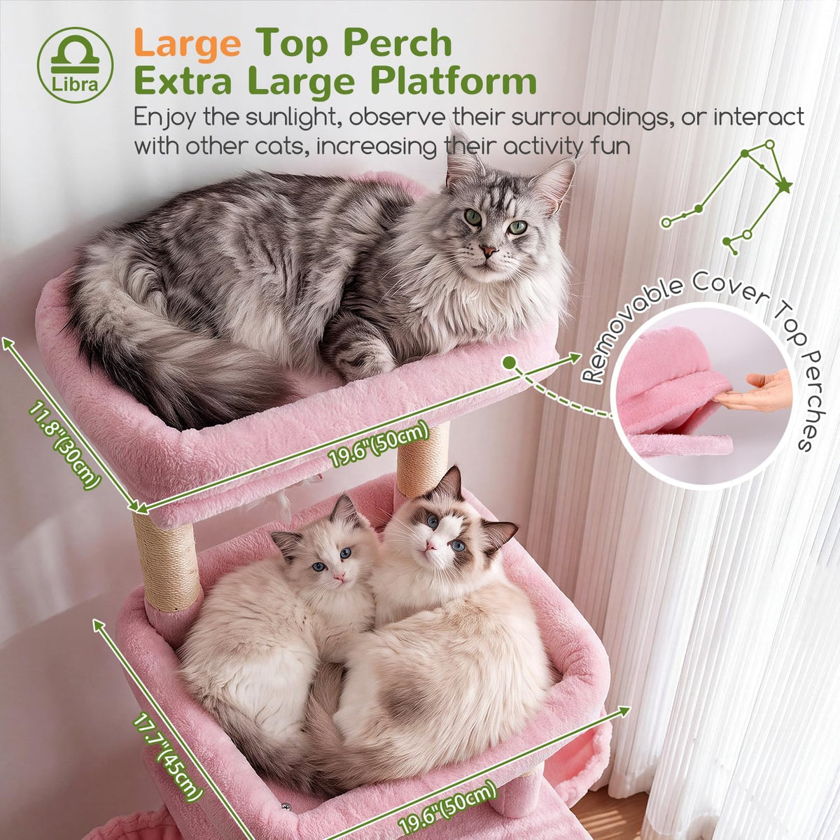 Globlazer Z78 Heavy Duty Cat Tree for 20lbs Large Adult Cats, Pink
