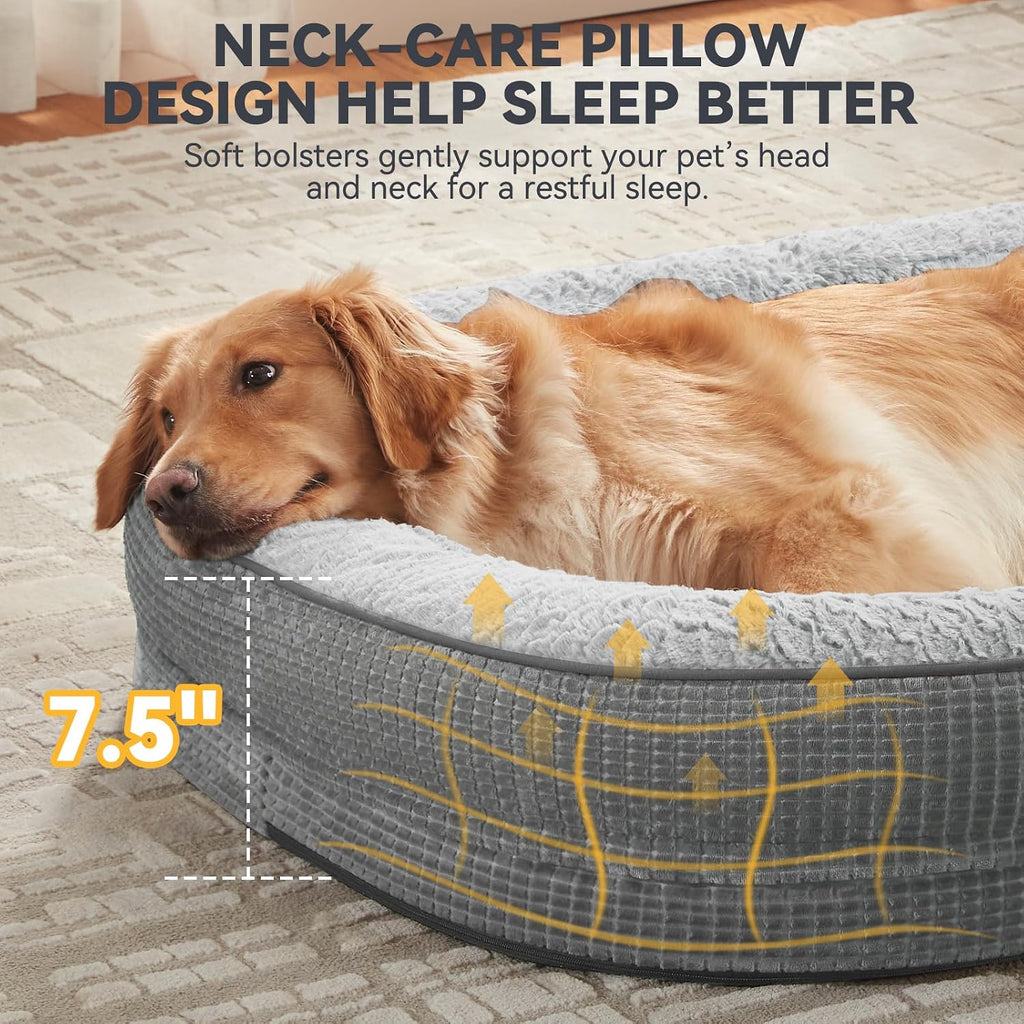 JOEJOY Orthopedic Dog Bed for Medium Dogs, 360° Oval Bolster, 28"