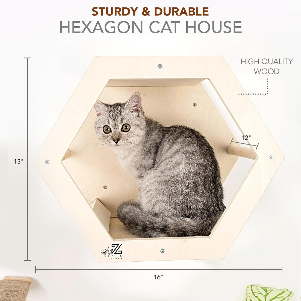 3-Pack Cat Wall Set – Hexagon House, Hammock & Steps + Spare Hammock Fabric