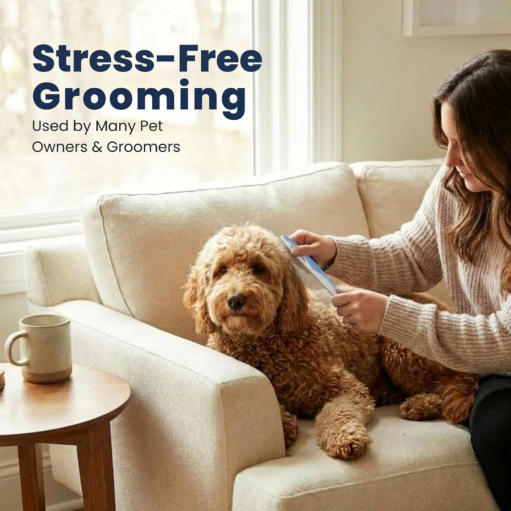 We Love Doodles Flea Comb for Dogs and Metal Dog Grooming Comb | Dog Face Comb | Fine Tooth Tear Stain Remover Metal Comb | Removes Tangles & Matts | Dematting Pet Combs | Detangler for Matted Hair