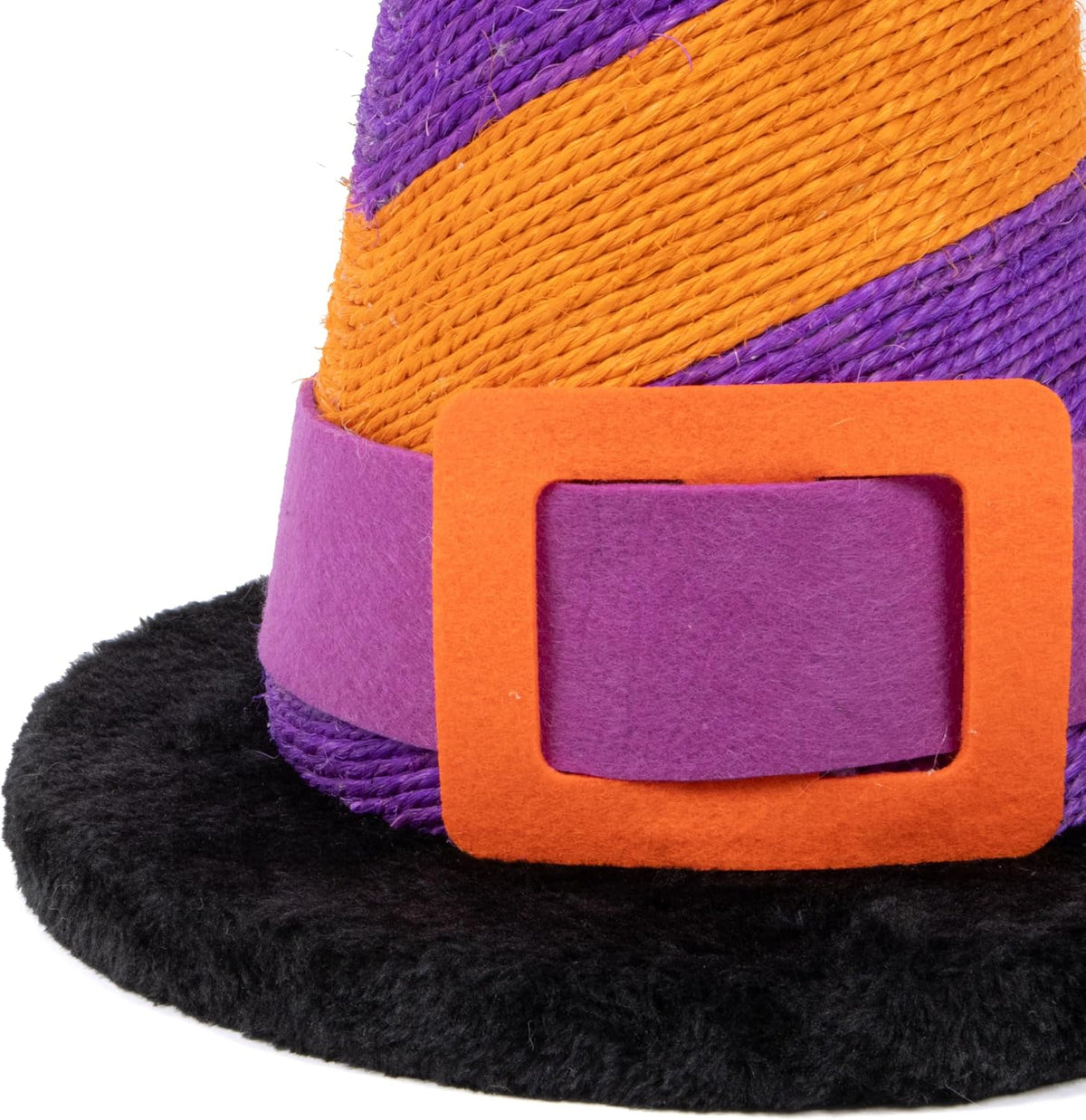 Kitty City Witch HAT Halloween Cat Scratcher Post - Sisal Kitty Scratcher with Dangling Toy, Indoor Halloween Cat Toys, Spooky Decor Kitten Vertical Scratching Tree Tower, Nail Care – Orange & Purple