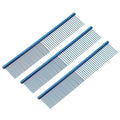Dog Cat Comb, Pet Combs Stainless Steel Teeth with Rounded Ends for Knots Mats Loose Hair Removal, 7.5IN (Blue Plated, 3 Pack), Grooming Tool Intended for Long Curly Hair Pet