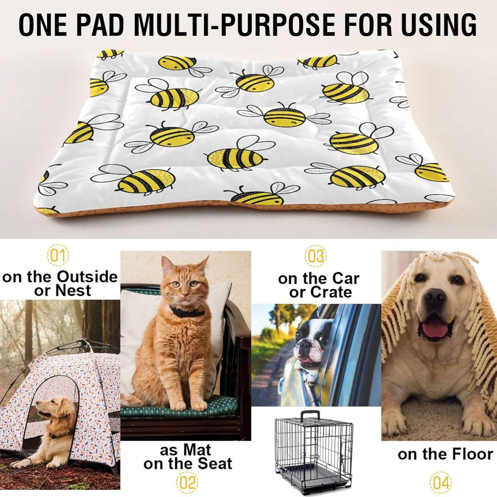 Blueangle Flying Bumble Bees Pet Bed - Comfortable Calming Dogs Cat Bed Mat, Soft Plush Surface Pet Bed Cushion Bed for All Season, 18x24inch