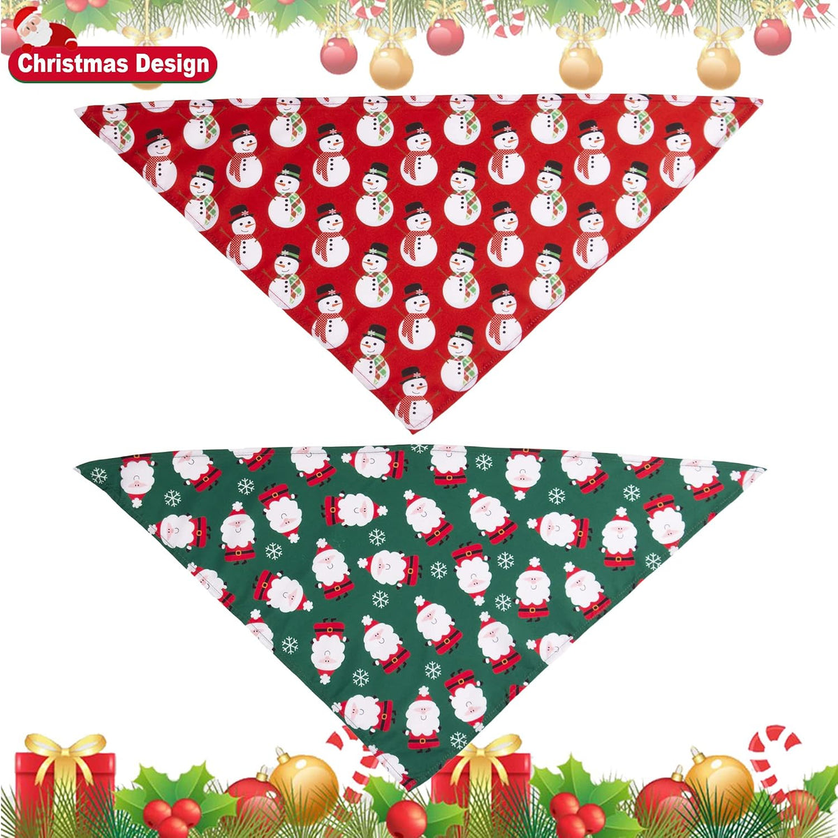 ADOGGYGO 4 Pack Dog Bandana Christmas Scarf Bibs Kerchief Set Pet Christmas Costume Xmas Holiday Bandanas for Small Dogs Pets (Small)