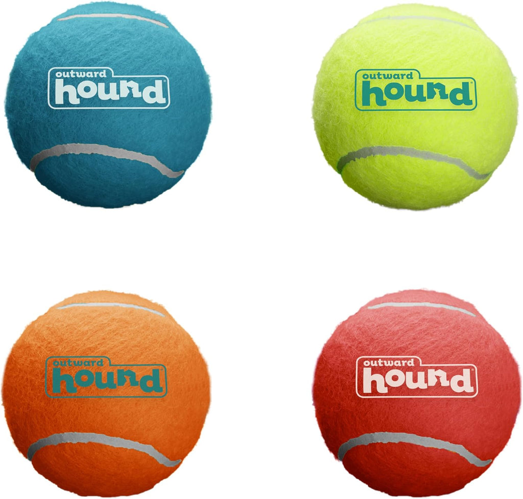 Outward Hound Squeaker Ballz Tennis Ball Dog Toy, Small, 2", 4‑Pack | Squeaks & Bounces, Bright Colors, Interactive Fetch & Training, Indoor Outdoor, Moderate Chewers, Small Dogs (Under 25 lbs)