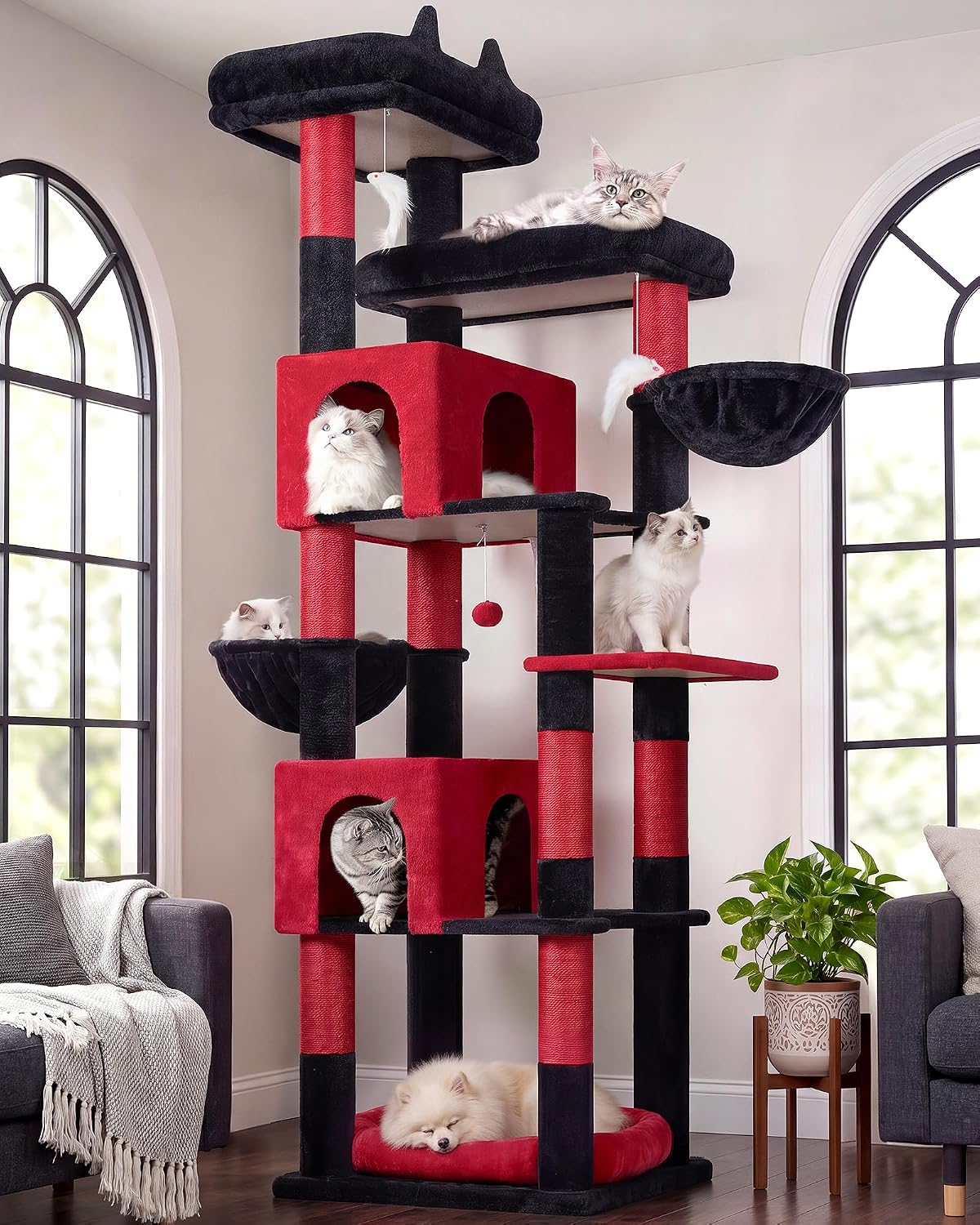 Globlazer Sturdy Extra Large Gothic Cat Tower for Indoor Cats, S81C, Goth