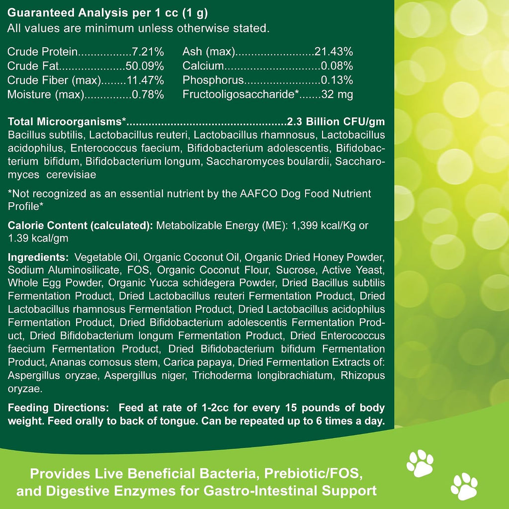 Dogzymes Canine Probiotic Paste Beneficial Bacteria-Enzyme 2.3 Billion CFU/gm Saccharomyces boulardii Organic Dried Honey Powder (60 Gram)