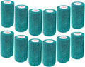 3 Inch Vet Wrap Tape Bulk (Hunter Green) (Pack of 12) Self Adhesive Adherent Adhering Flex Bandage Grip Roll for Dog Cat Pet Horse