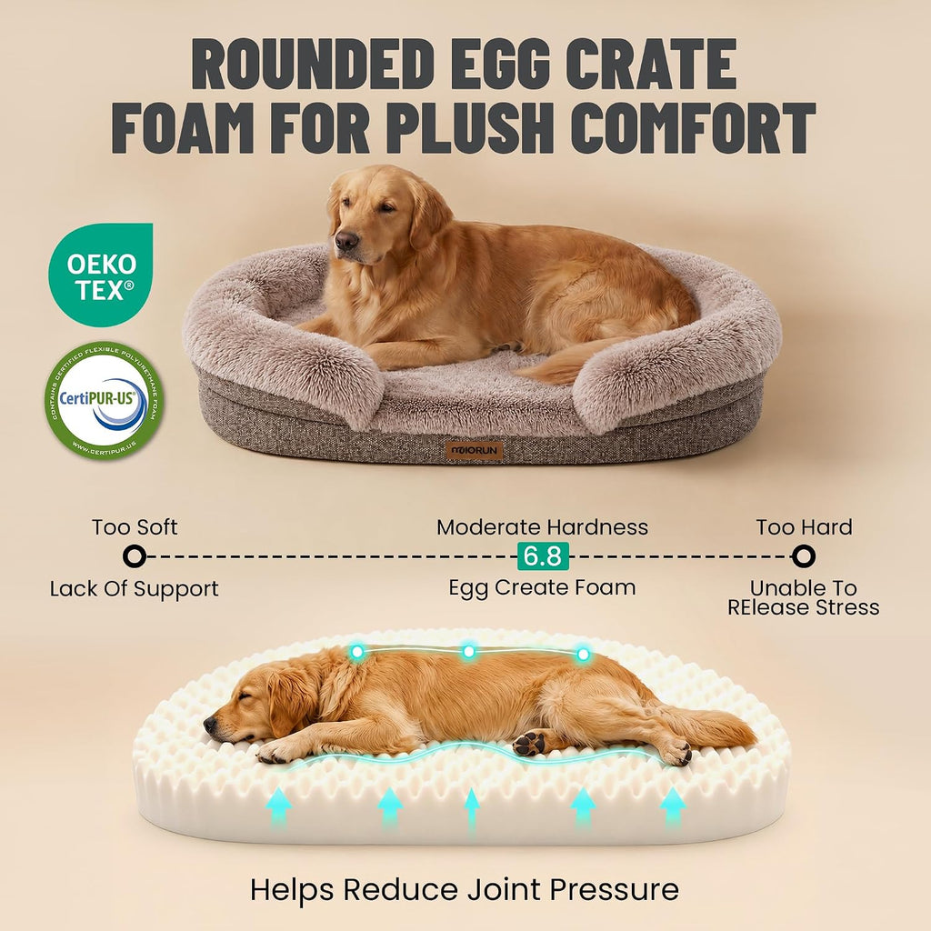 Miorun Fluffy Orthopedic Dog Beds Large Sized Dog, 43" Bolster Sofa Bed