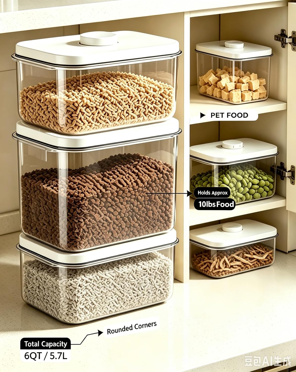 LivLab Mker 10lbs Dog Food Storage Containers With Lids & Cup