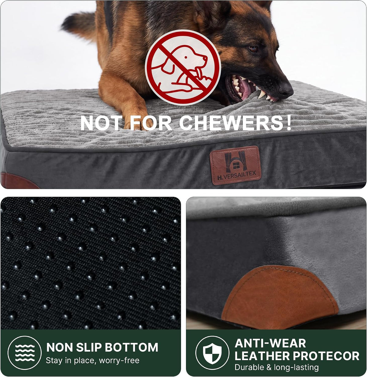H.VERSAILTEX Waterproof Orthopedic Dog Bed for Crate, Grey, 30"x20"x3.2"