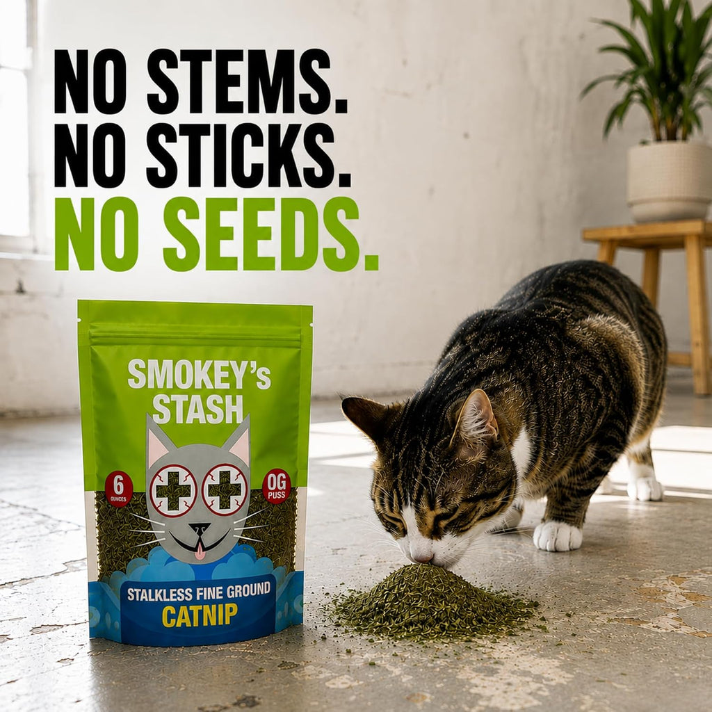 Smokey's Stash Catnip Stalkless Dried Ground Premium Bulk 6 Ounce Bag Strong Cat nip for Cats…