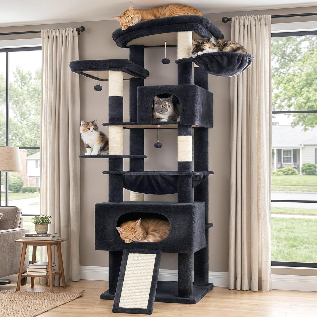 Gitelsnour Cat Tree, 78.7'' Cat Tower, 2 Big Condos for Multi Cats GCT061G
