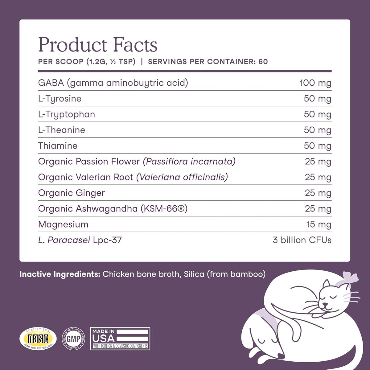 Fera Pets Dog & Cat Calming Supplement - Pet Relaxation Powder, 60 Scoops