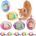 Jecery 5 Pcs Cat Toys Spring,Monster,Rainbow Color