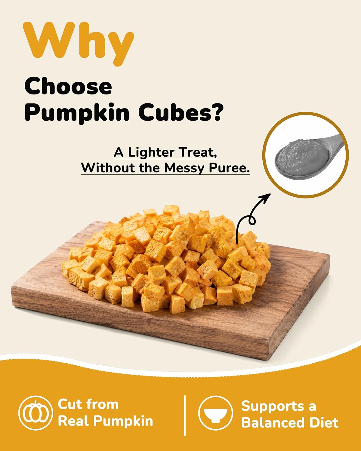 PAWUP Freeze Dried Pumpkin Treats for Dogs & Cats, Single Ingredient