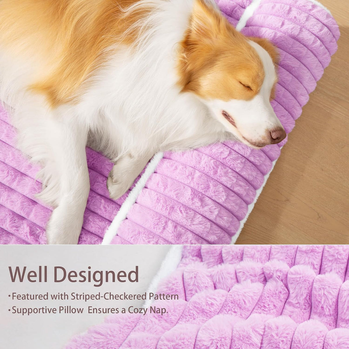 Orthopedic Large Dog Bed Pillow Pet Sofa Bed 36''X24'' Lilac