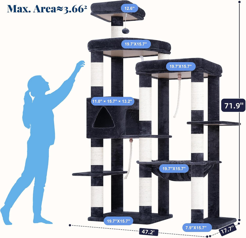 Hey-brother Cat Tree Tower with Stable Extended Base, Big Platform, MPJ078G
