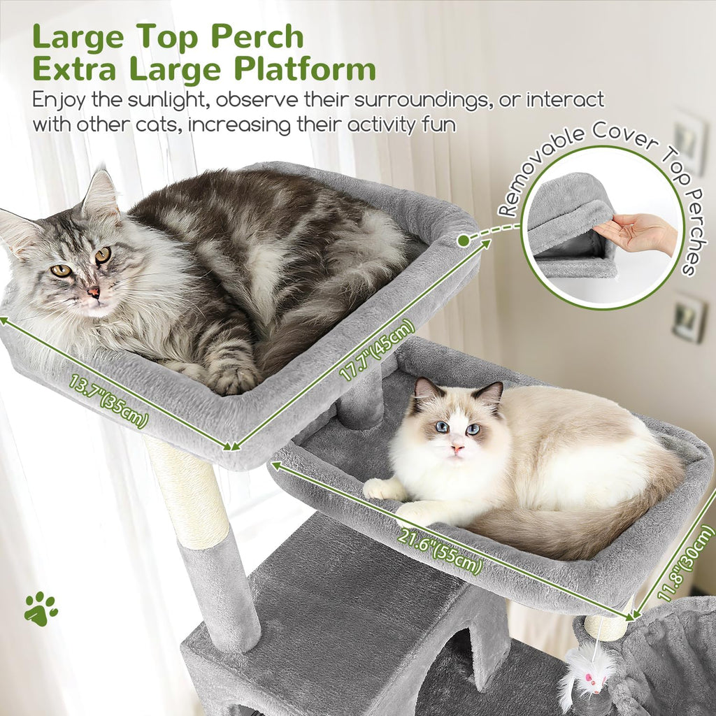 Globlazer Sturdy Extra Large Cat Tower for Indoor Cats, S81C, Light Grey
