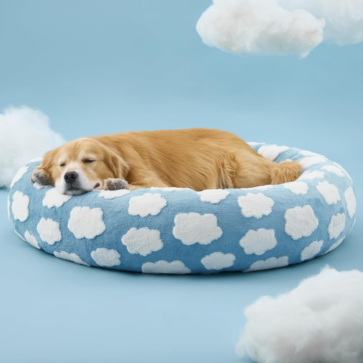 LE SURE Shown on TV Jacquard Donut Dog Beds Extra Large,Blue 42x42x9in