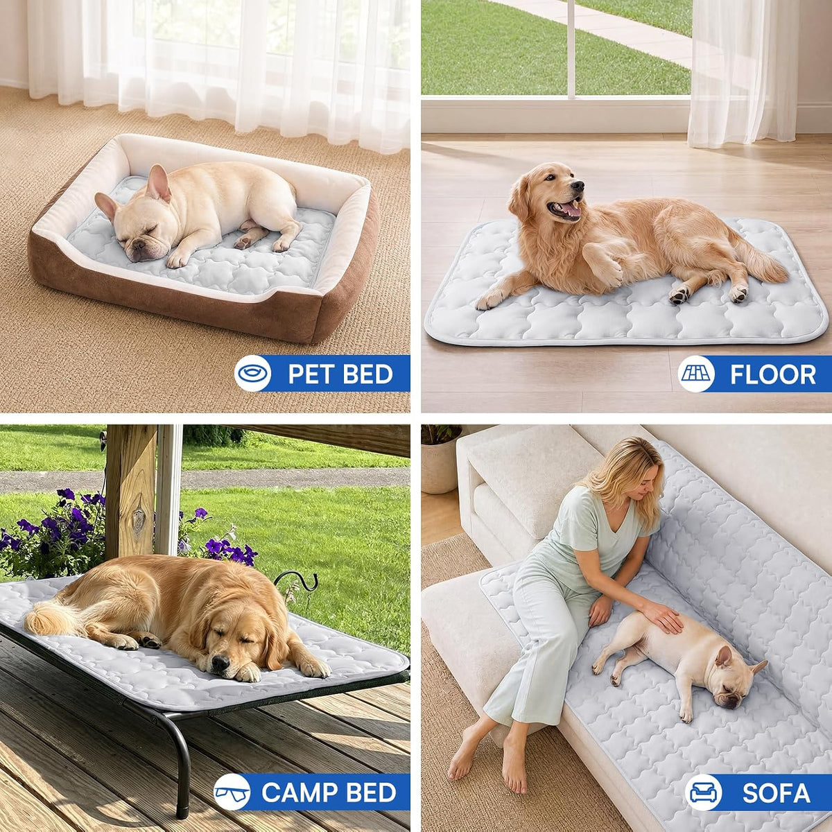 LINENLUX Dog Cooling Mat, Self Cooling Non-Slip Breathable Pad Q-Max > 0.5