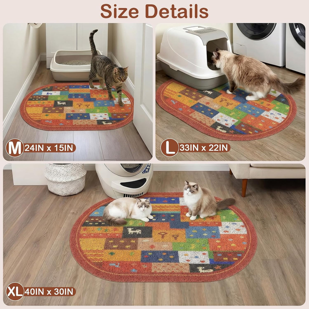 Bienbee Cat Litter Mat, 24" x 15" Dense Trapping Mesh for Litter Boxes | Litter Box Mat with PVC Mesh, Waterproof &Urineproof, Non-Slip Grip, Soft On Kitty Paws and Easy to Clean to Protect Floor