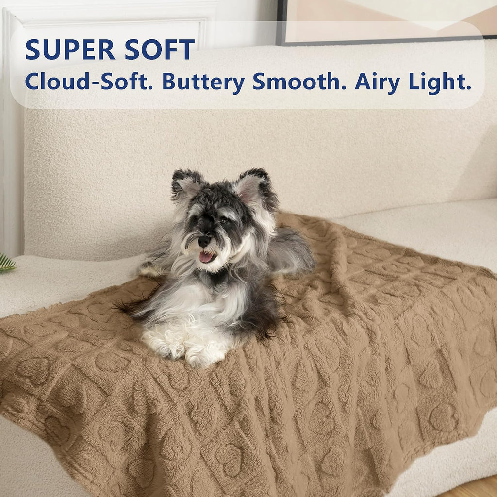 gogobunny Large Pet Blanket for Dogs Cats, Ultra Soft 300GSM Coral Fleece Washable Furniture Protector for Couch Bed Car Seat, Calming Crate Mat Blanket for Large Breeds, Brown, 60x80IN