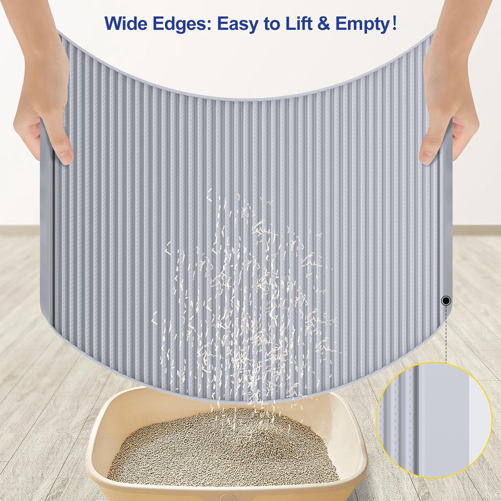 Filmicy Silicone Cat Litter Mat for Litter Box - Large 31" x 23" Waterproof Litter Trapping, Non-Slip, Durable, Easy Clean Scatter Control & Washable Kitty Floor Mat