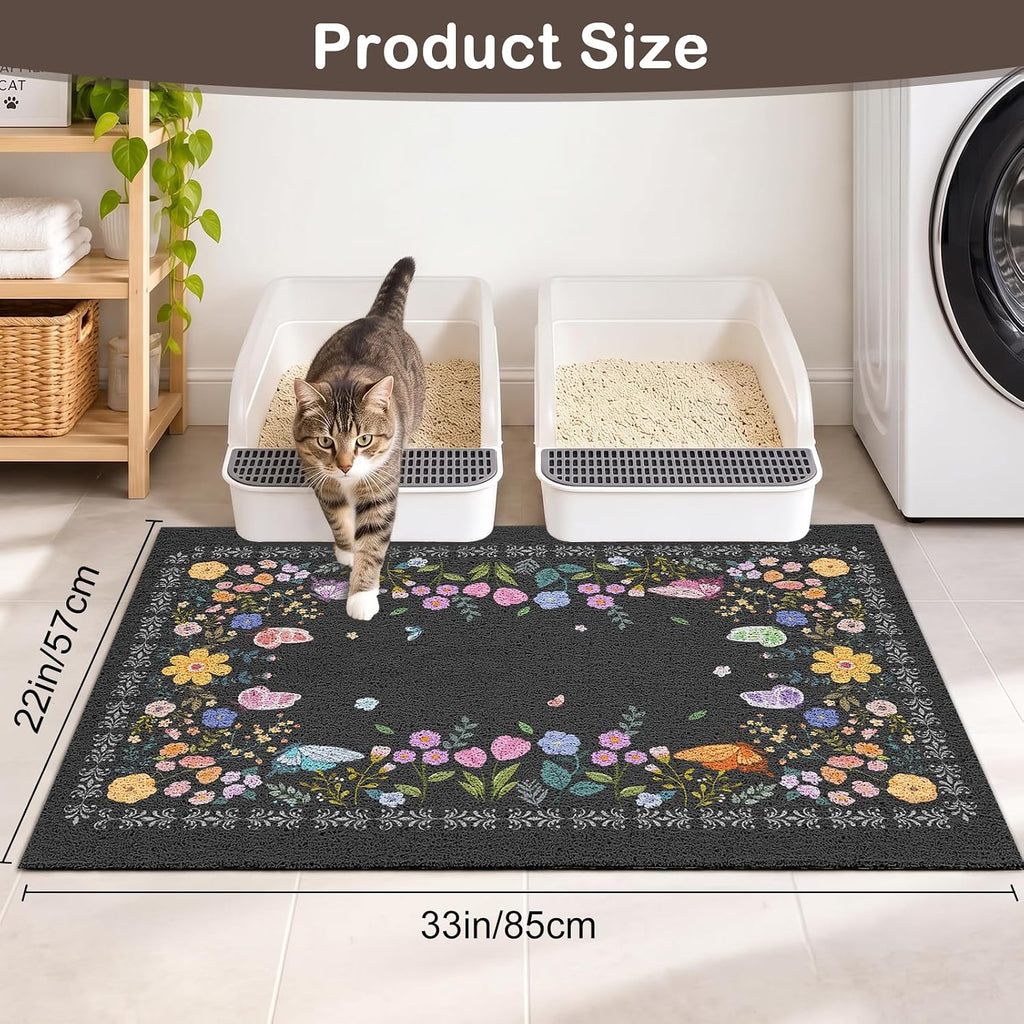 Unicorn Catcher 33"x22" Cat Litter Mat Non-Slip Washable Litter Box Mat