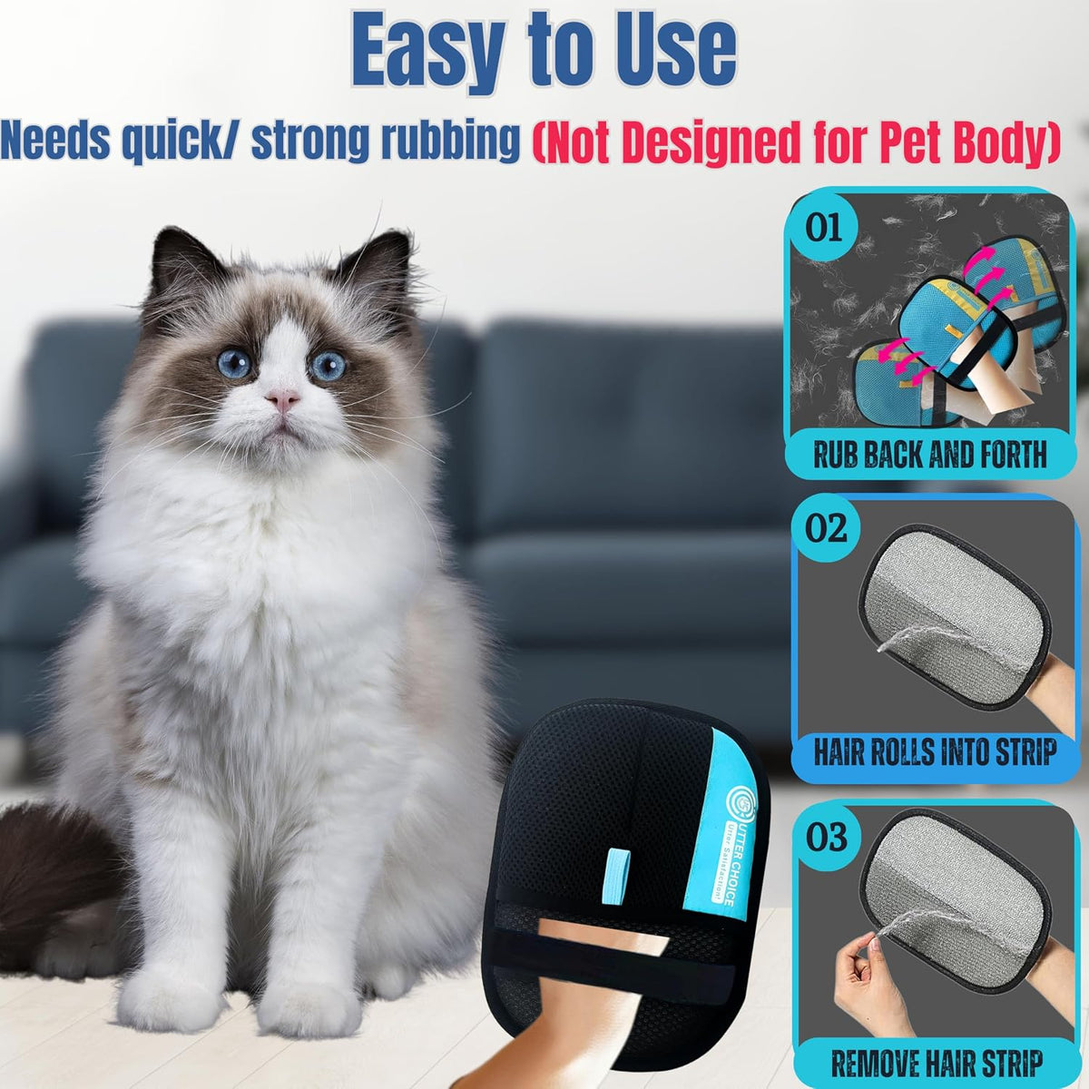 Upgraded Magic Brush Pet Hair Removal Glove, Electrostatic Grooming Mitt