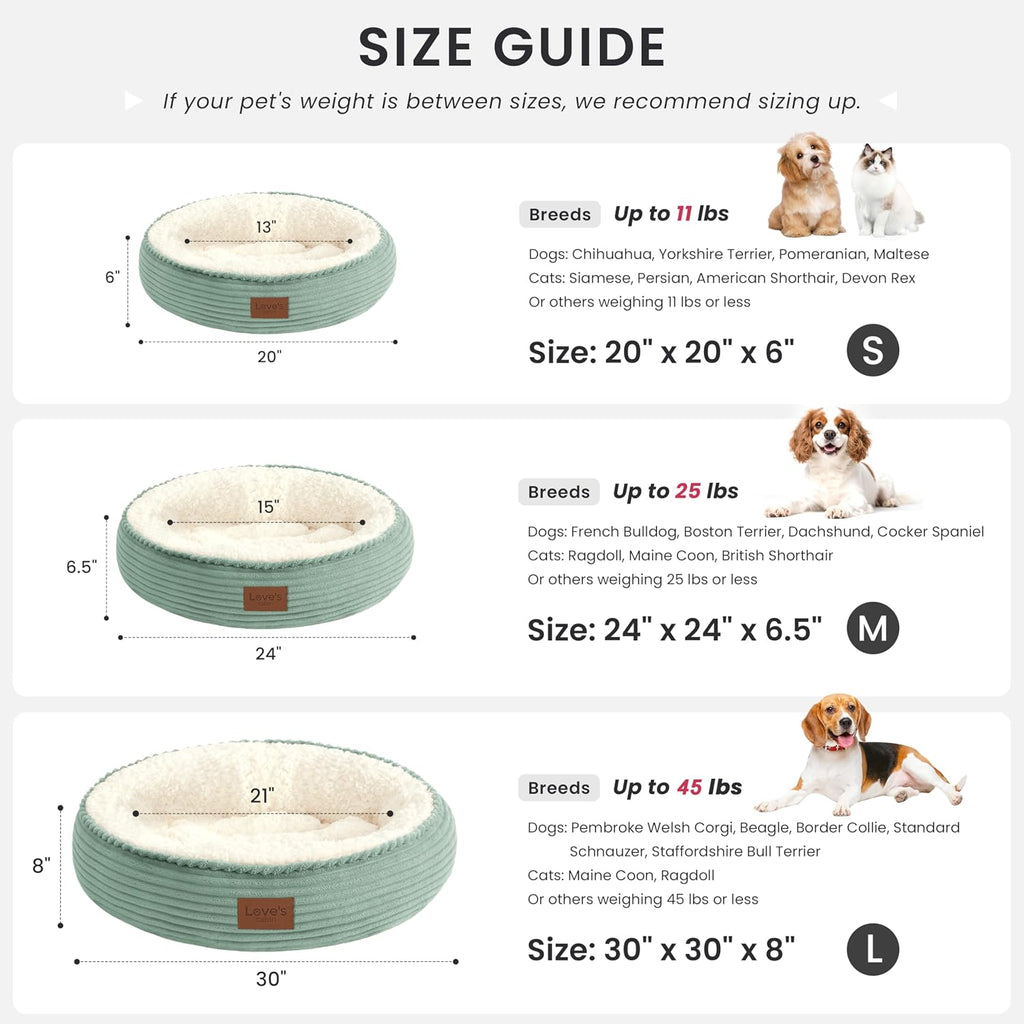 Love's cabin Round Donut Cat and Dog Cushion Bed, 30in Pet Bed for Medium or Large Dogs, Anti-Slip & Water-Resistant Bottom, Soft Durable Fabric Pet Beds, Washable Calming Cat Bed, Apple Green