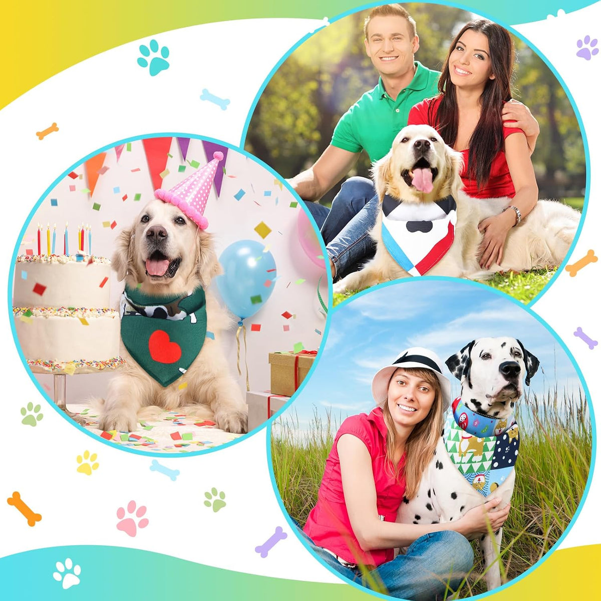 Huhumy 100 Pcs Paw Dog Bandanas Bulk XL Paw Grooming Bandanas for Dogs