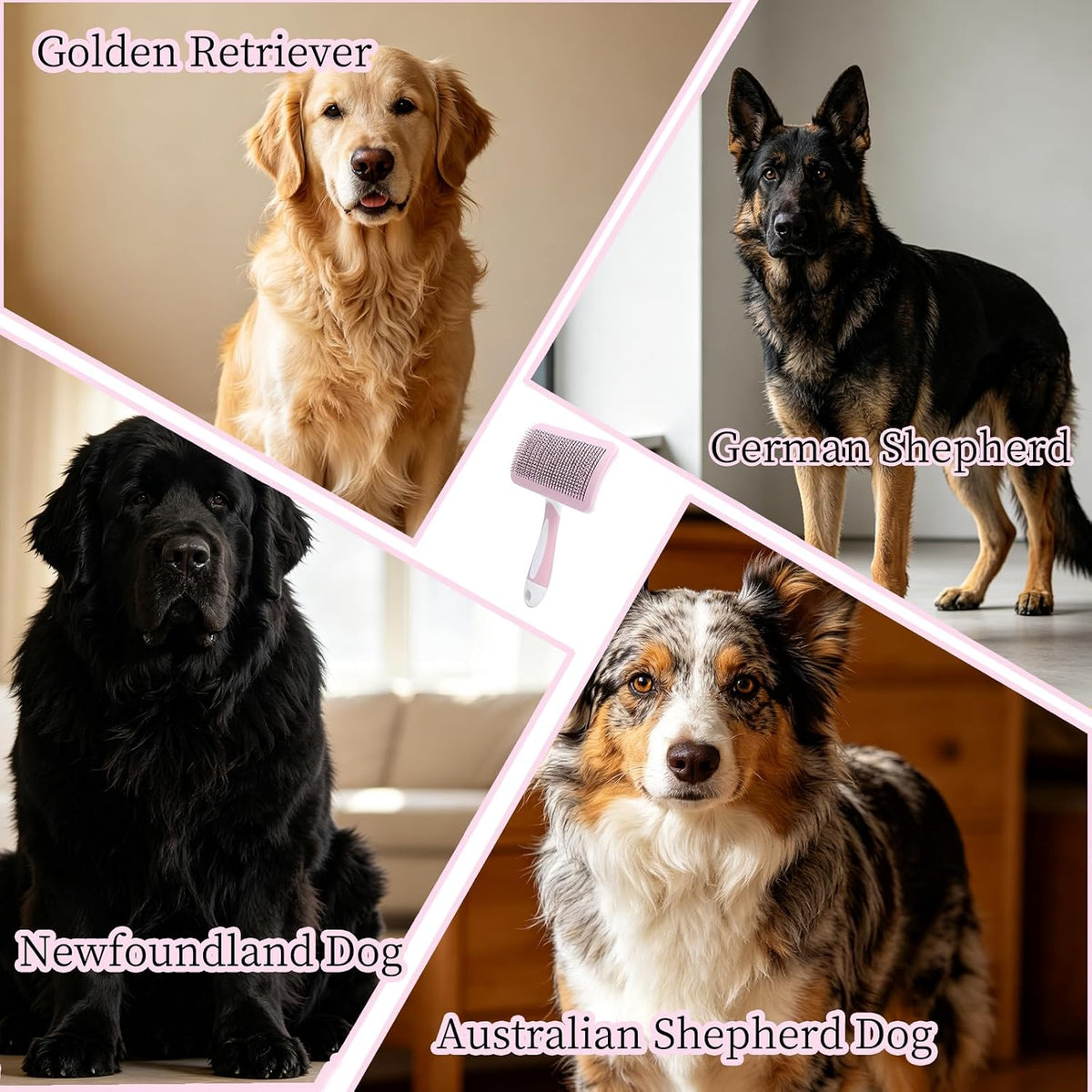 Self-Cleaning Slicker Dog Brush for Large Long-Haired Breeds （Light Purple）