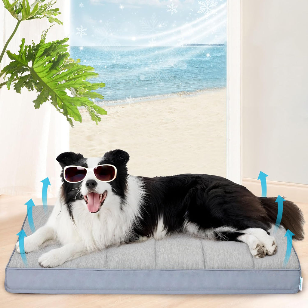 Cooling Dog Bed for Large Dogs, QMAX>0.5 Waterproof Pet Beds