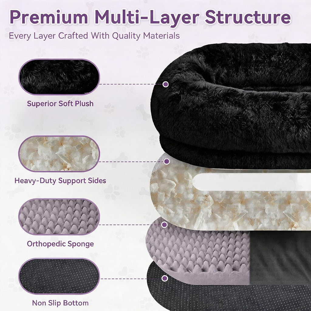 Human Dog Bed, Oversized Plush Lounger Bed with Plump Pillow and Blanket