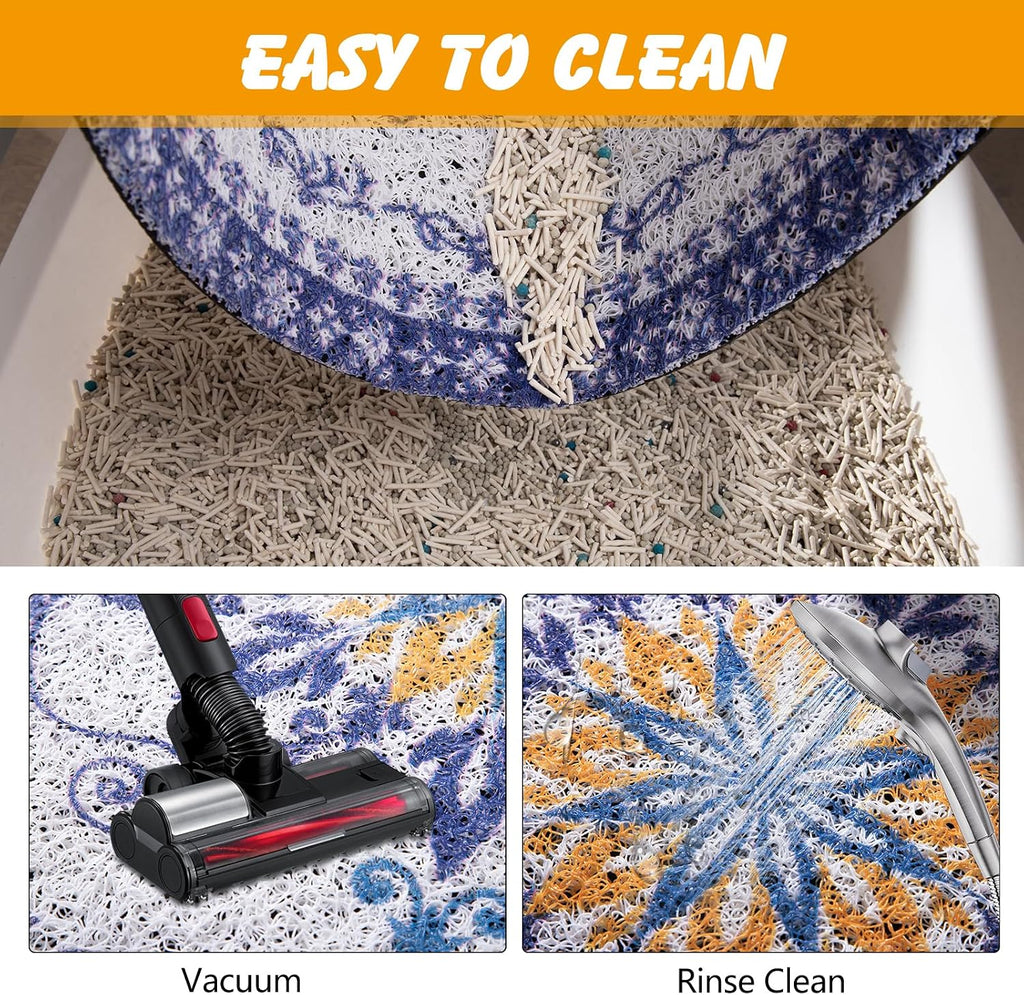 ondware Cat Litter Mat 20 x 15 in, Waterproof Non-Slip, Washable | Traps scattered litter, soft PVC mesh, paw-friendly, easy rinse clean, helps keep floors tidy