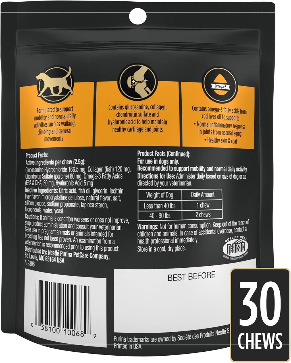 Purina Pro Plan Supplements Joint Care Small Breed Dog Supplement, 30 ct