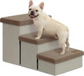 Zerbuger Dog Stairs with Storage Khaki Furry Lids 3 Steps Dog Ramp no Condo
