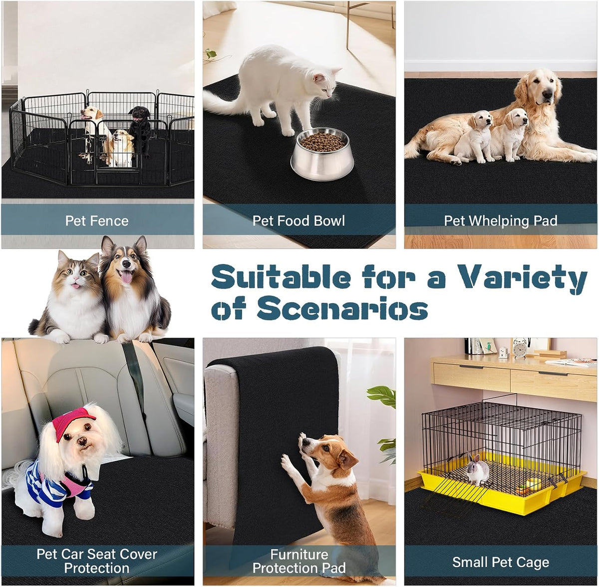 Wibeelee 60" X 74" X 0.23'' Mat for Under Dog Crate Waterproof Non-Slip Kennel Mat to Protect Floors Extra Large Absorbs Urine Reusable Dog Playpen Mat