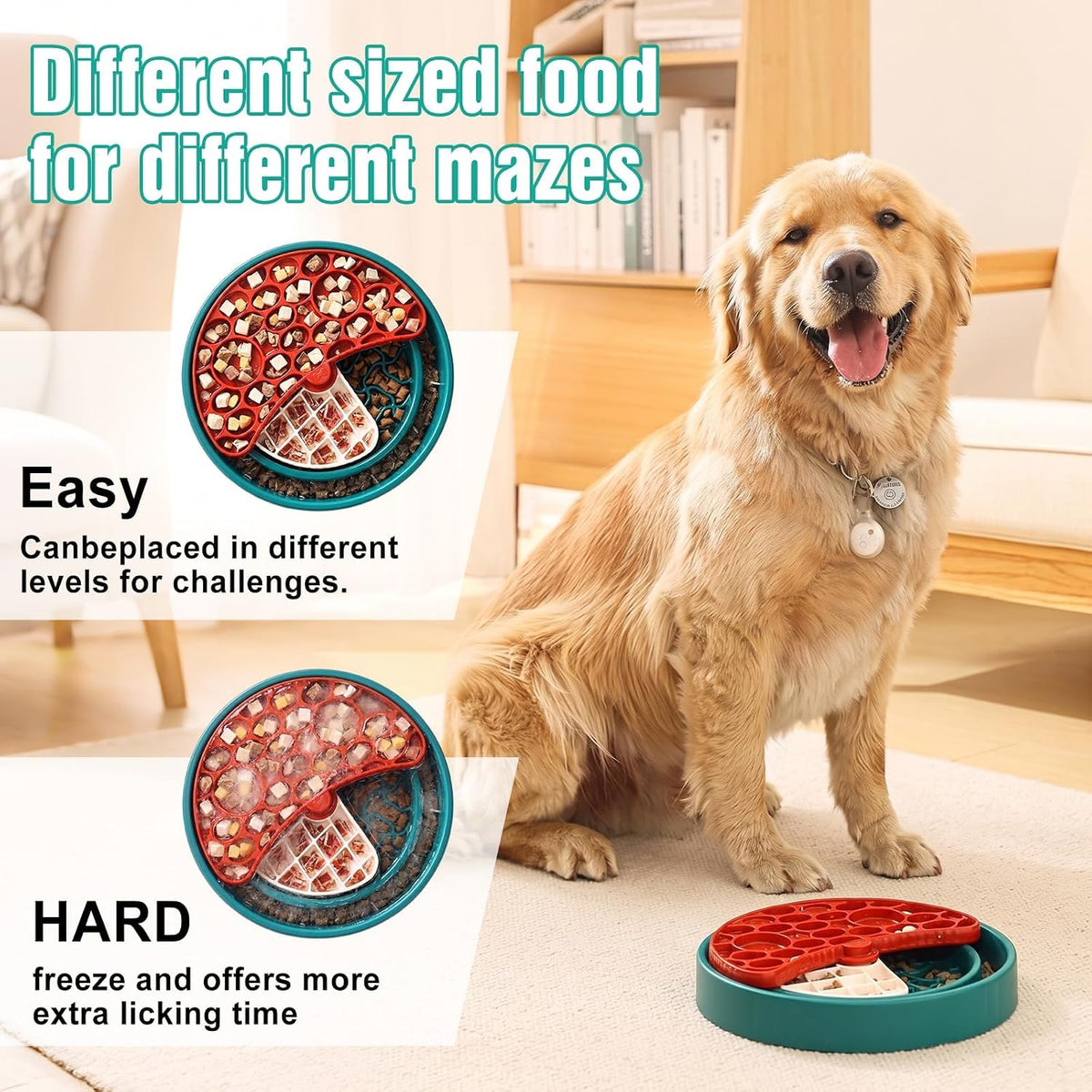 3-Level Slow Feeder Dog Bowl, Interactive Puzzel Feeder & Lick Mat