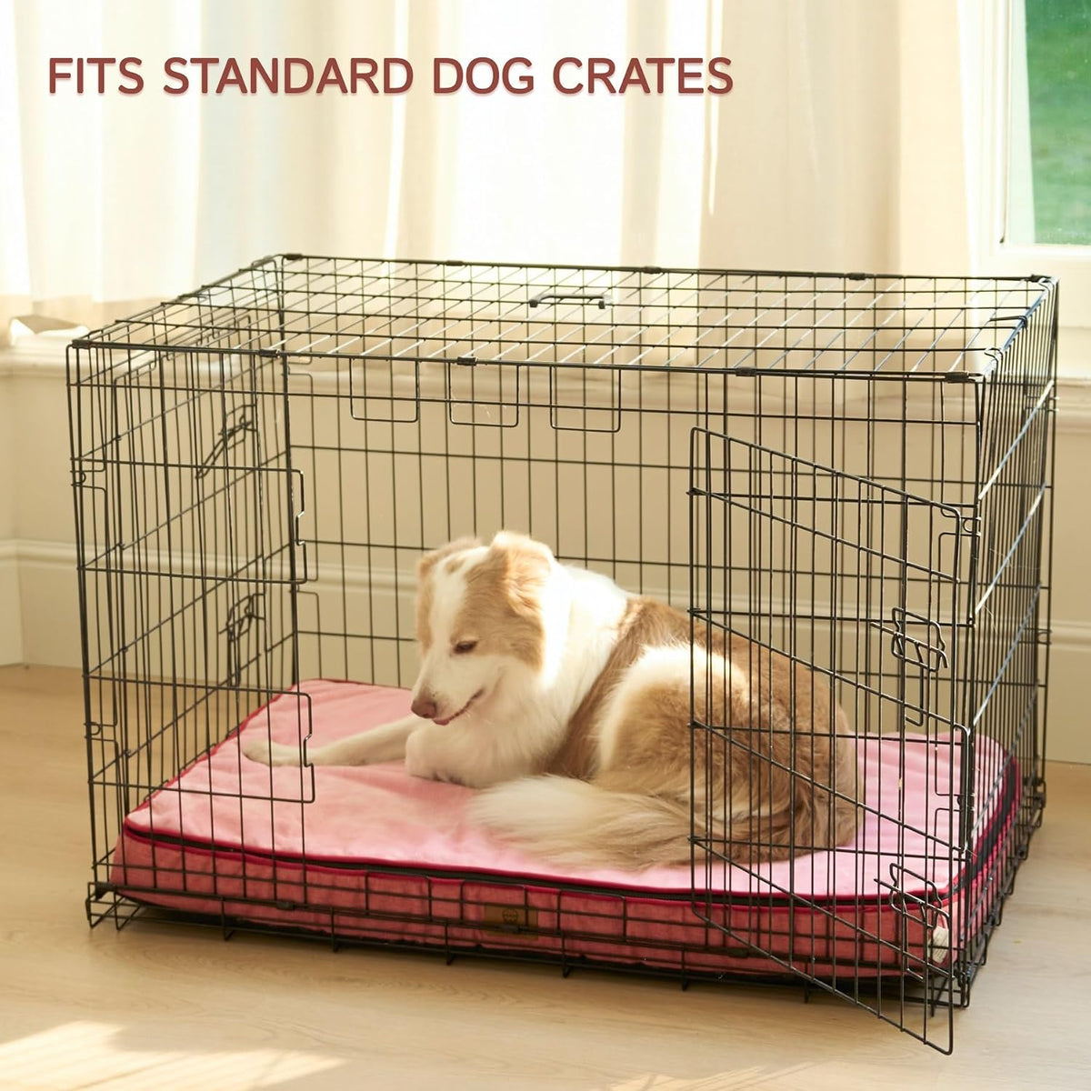 LIORCE Memory Foam XL Dog Bed - 4” Thick Orthopedic Beds for Extra Large Dogs - Waterproof Dog Bed with Removable Washable Cover & Wrap-Around Zipper - Ultimate Comfort and Easy Maintenance, Pink