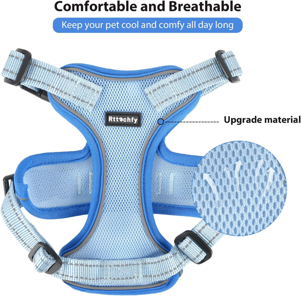 Cat Harness and Leash Set, Escape Proof Cat Harness with Reflective Strips, Breathable Mesh Vest, Adjustable Walking Harness for Indoor Outdoor Cats, Kittens, Small Medium Large Cats (Blue, L)