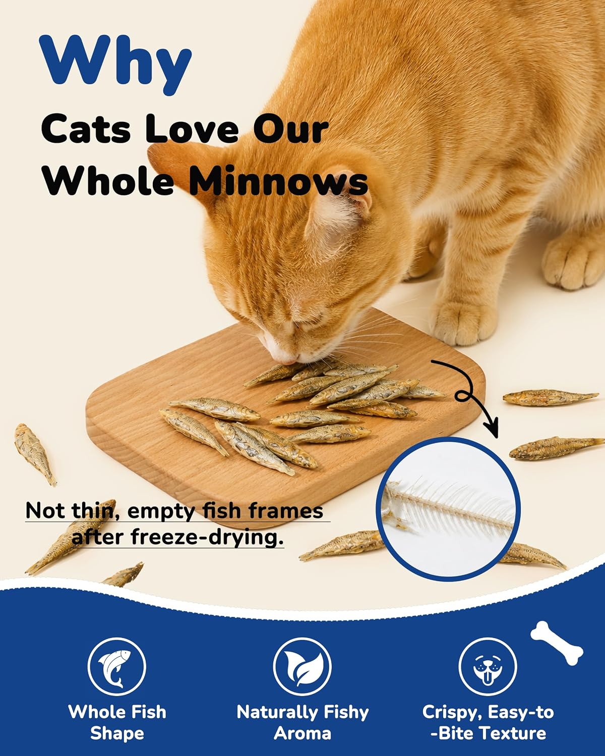 PAWUP Cats Treats Freeze Dried Minnows, Bite-Sized Minnows Snacks, 3.5 oz