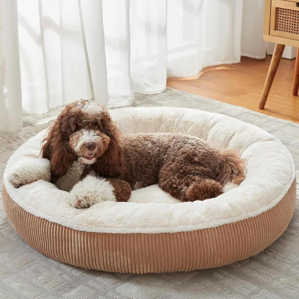 42 inches Calming Donut Dog Bed for Large Plus Dogs,Brown