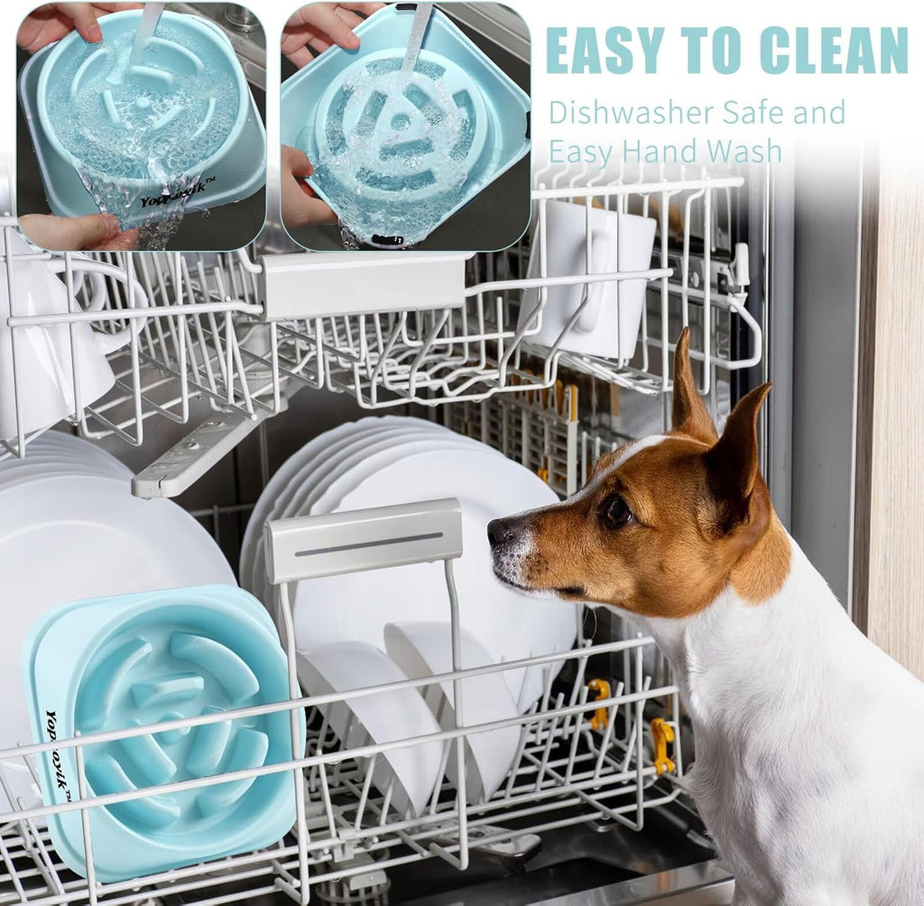 Slow Feeder Dog Bowls for Medium Dogs & Cats | Non-Slip Base, Anti-Choking Design, Reduces Bloating & Overeating, Easy to Clean, 1.5-2 Cups