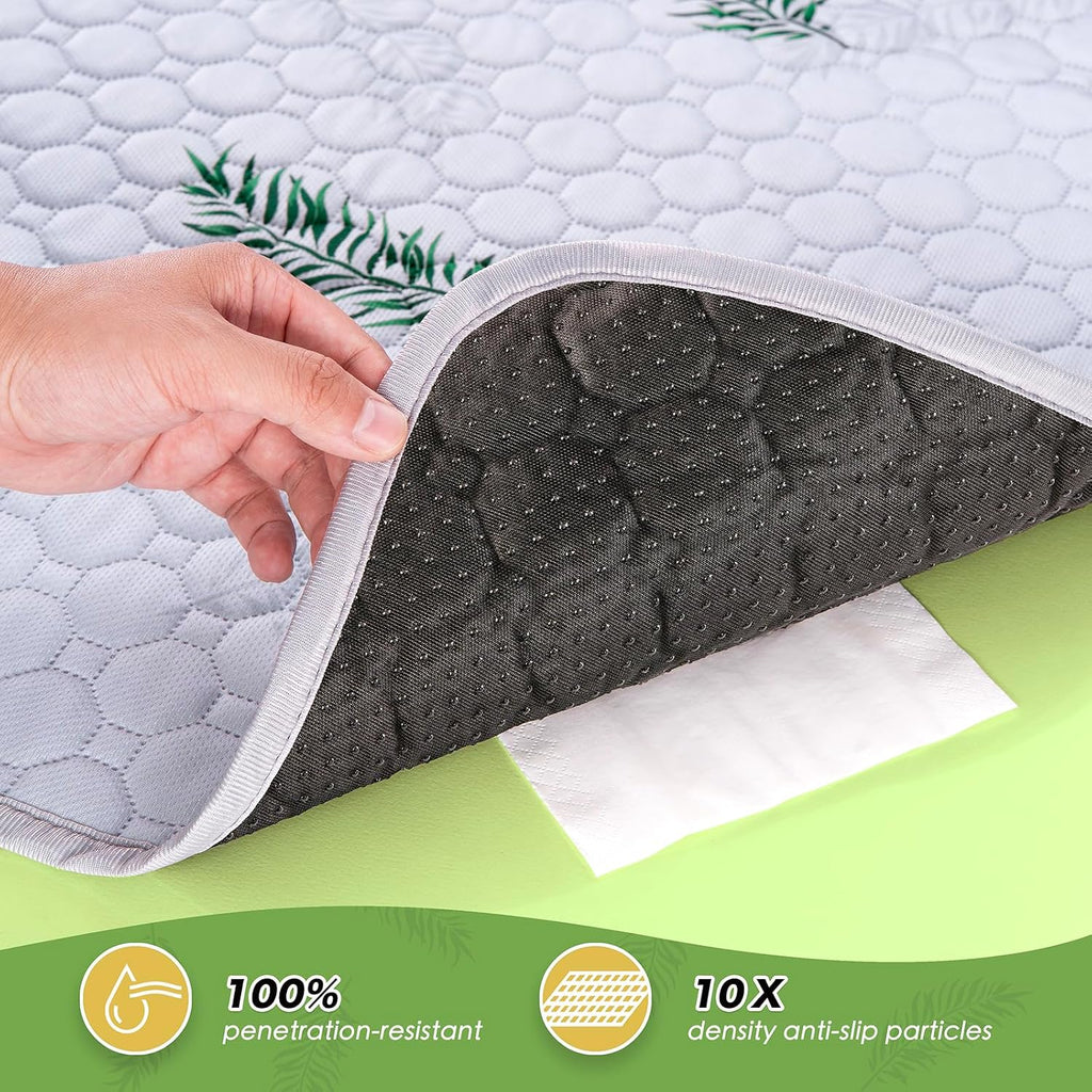 Washable Dog Pee Pads, Non-Slip Waterproof, 65 x 48 in, 1 Pack, Leaf | Super absorbent, waterproof and non-slip; washable, reusable dog pads for crates, playpens, floors, furniture and travel