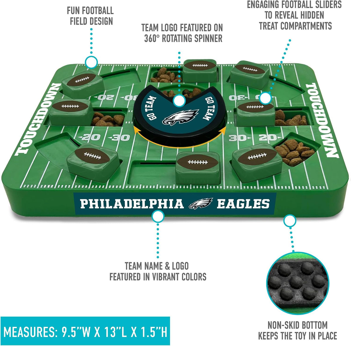 Pets First NFL Philadelphia Eagles Large Puzzle Toy for Dogs, Slow Feeder Board for Pets, New Bigger Size, Interactive Doggie Treat Toy
