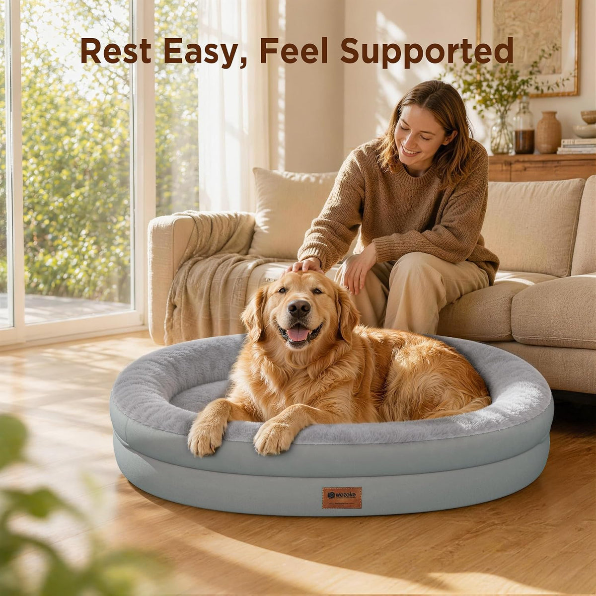 Waterproof Orthopedic Dog Bed for Extra Large Dogs, Silver