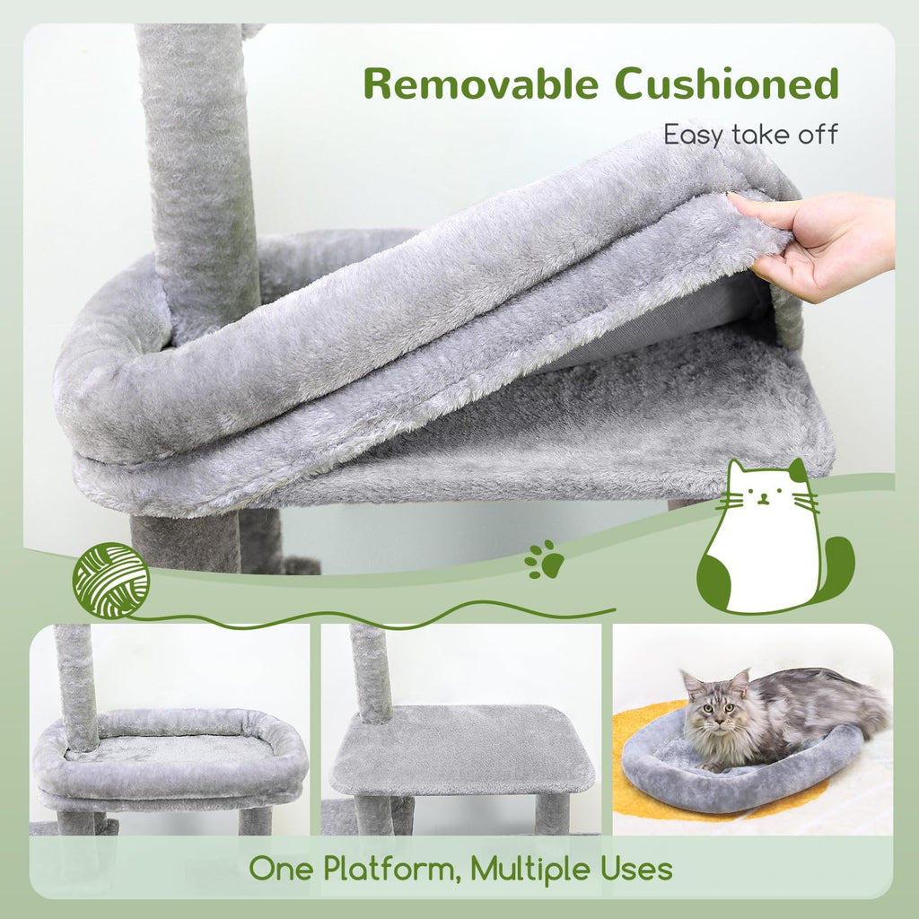 Globlazer Maine Coon Cat Tower for Indoor Adult Cats, F50, Light Grey